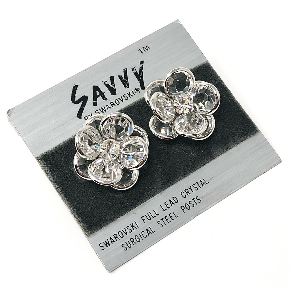 Swarovski Savvy Collection vintage crystal floral pierced earrings - NWT